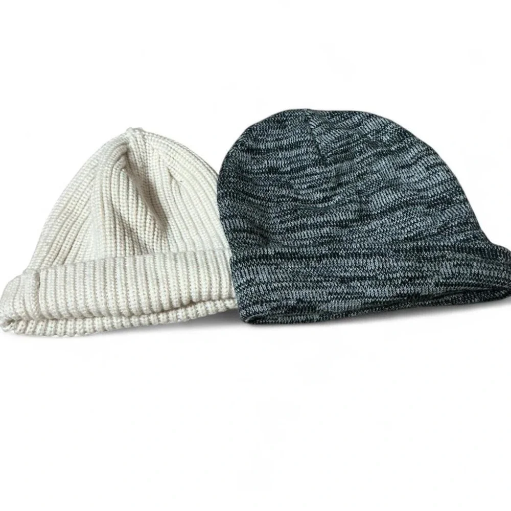 Two Tone Knit Beanie Hats Women's Set 2 Bundle‎